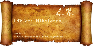 Lóczi Nikoletta névjegykártya